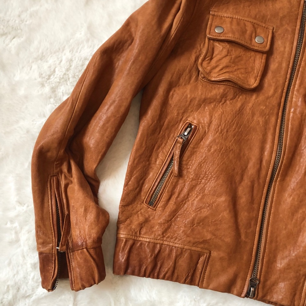 Elizabeth & James Leather Bomber Jacket - Picture 2 of 7